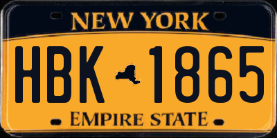 NY license plate HBK1865