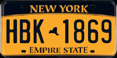 NY license plate HBK1869