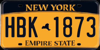 NY license plate HBK1873