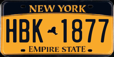 NY license plate HBK1877