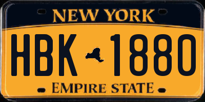 NY license plate HBK1880