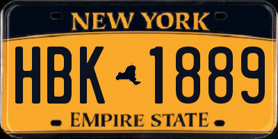 NY license plate HBK1889