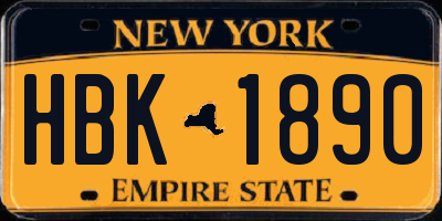 NY license plate HBK1890
