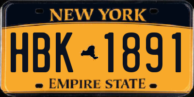 NY license plate HBK1891