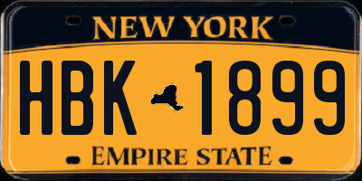 NY license plate HBK1899