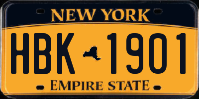 NY license plate HBK1901
