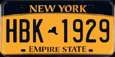 NY license plate HBK1929