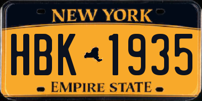 NY license plate HBK1935