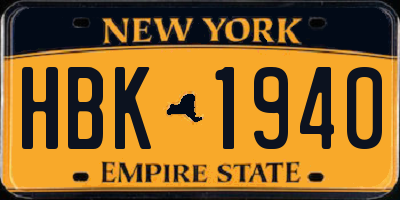 NY license plate HBK1940