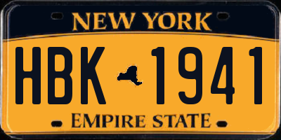 NY license plate HBK1941