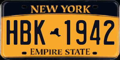 NY license plate HBK1942
