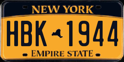 NY license plate HBK1944