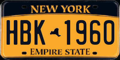 NY license plate HBK1960