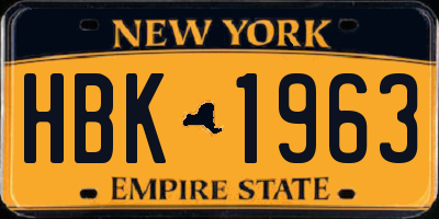 NY license plate HBK1963