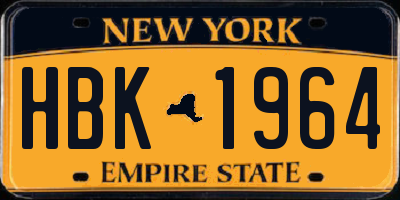 NY license plate HBK1964