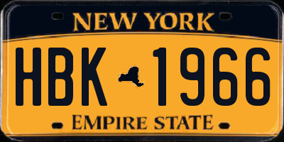 NY license plate HBK1966