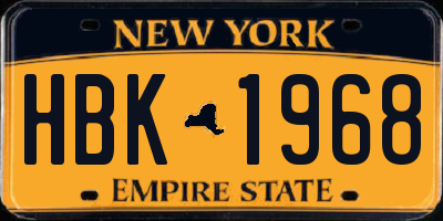 NY license plate HBK1968