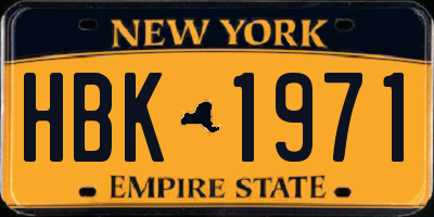 NY license plate HBK1971