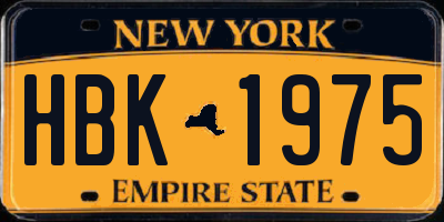 NY license plate HBK1975