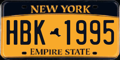 NY license plate HBK1995