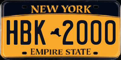 NY license plate HBK2000