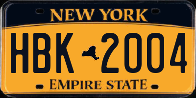 NY license plate HBK2004
