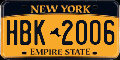 NY license plate HBK2006