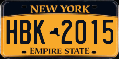 NY license plate HBK2015