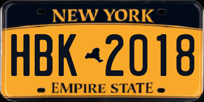 NY license plate HBK2018