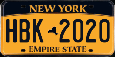 NY license plate HBK2020