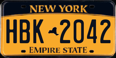 NY license plate HBK2042
