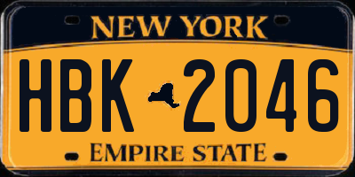 NY license plate HBK2046