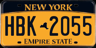 NY license plate HBK2055