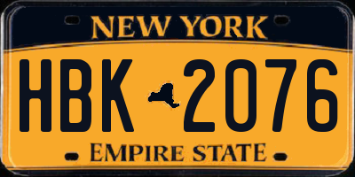 NY license plate HBK2076