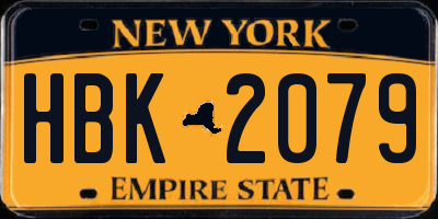 NY license plate HBK2079