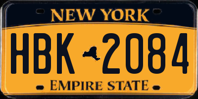 NY license plate HBK2084
