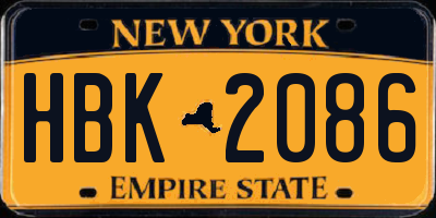 NY license plate HBK2086