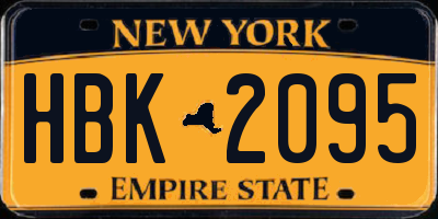NY license plate HBK2095
