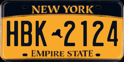 NY license plate HBK2124