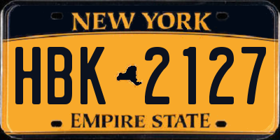 NY license plate HBK2127