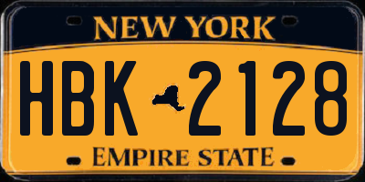 NY license plate HBK2128