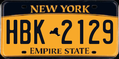 NY license plate HBK2129