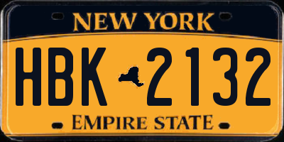 NY license plate HBK2132