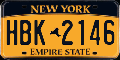NY license plate HBK2146