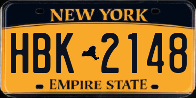 NY license plate HBK2148