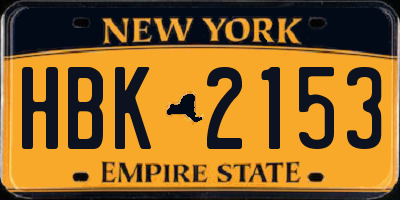 NY license plate HBK2153