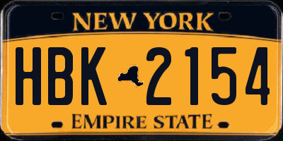 NY license plate HBK2154