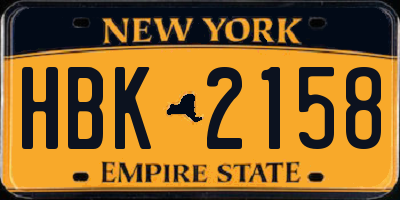 NY license plate HBK2158