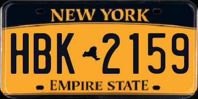 NY license plate HBK2159