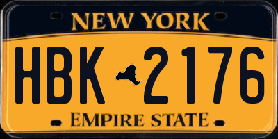 NY license plate HBK2176